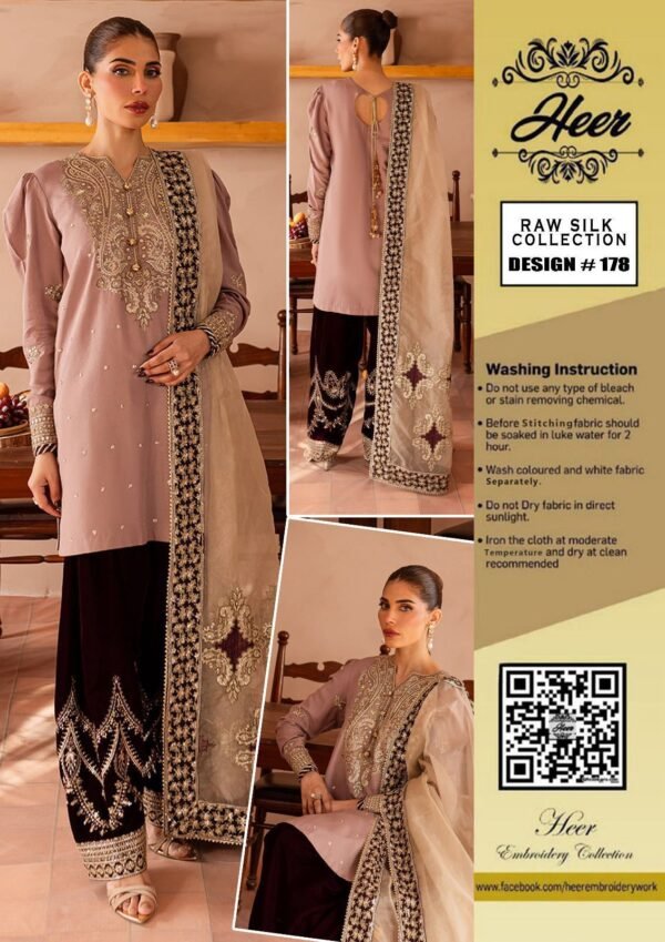 Elegant Party Wear Dress on Raw Silk