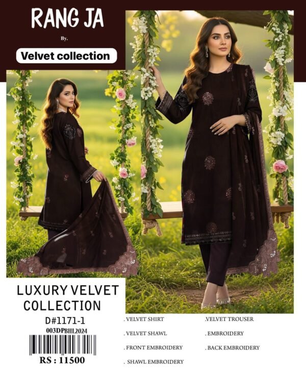 Rang Ja Velvet Party Wear Winter Dress