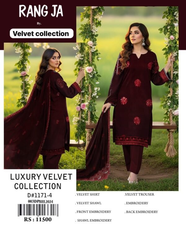 Rang Ja Velvet Party Wear Winter Dress